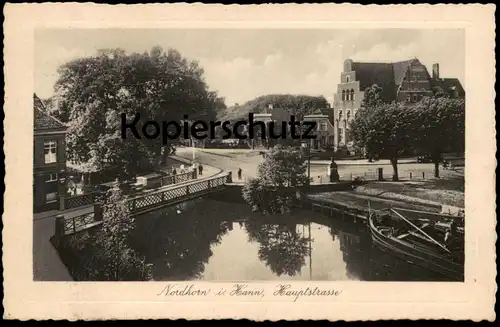 ALTE POSTKARTE NORDHORN IN HANNOVER HAUPTSTRASSE VECHTE BOOT Passepartout cpa postcard AK Ansichtskarte