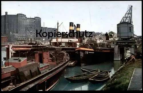 ALTE POSTKARTE MANNHEIM MÜHLAU HAFEN Harbour Port Frachtschiff Boat Schiff cargo freight ship bateau barque Kran crane
