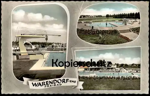 ÄLTERE POSTKARTE WARENDORF EMS FREIBAD Bad Schwimmbad piscine swimming pool AK Ansichtskarte cpa postcard