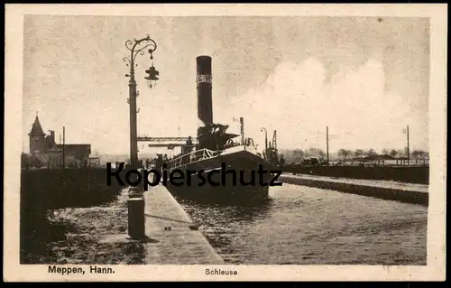 ALTE POSTKARTE MEPPEN HANNOVER SCHLEUSE DAMPFER SCHIFF watergate sluice écluse steamer bateau à vapeur AK cpa postcard