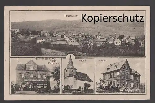 ALTE POSTKARTE GRUSS AUS HOLZFELD TOTALANSICHT KIRCHE SCHULE GASTWIRTSCHAFT VON ANTON KARBACH BOPPARD cpa postcard AK