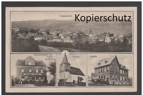 ALTE POSTKARTE GRUSS AUS HOLZFELD TOTALANSICHT KIRCHE SCHULE GASTWIRTSCHAFT VON ANTON KARBACH BOPPARD cpa postcard AK