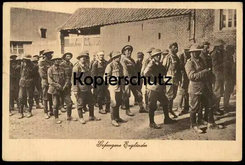 ALTE POSTKARTE GEFANGENE ENGLÄNDER british soldiers soldier Soldaten prisonnier prisoner Stempel Regiment von Hindenburg