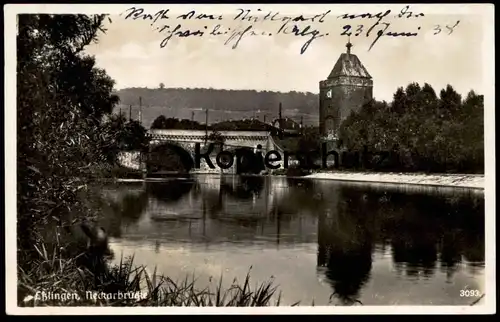 ALTE POSTKARTE ESSLINGEN NECKARBRÜCKE 1938 bridge pont Neckar Brücke Baden-Württemberg AK cpa postcard Ansichtskarte