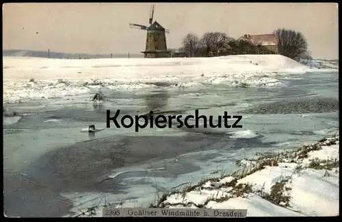 ALTE POSTKARTE GOHLISER WINDMÜHLE BEI DRESDEN GOHLIS moulin à vent windmill Mühle Winter Schnee snow hiver AK cpa