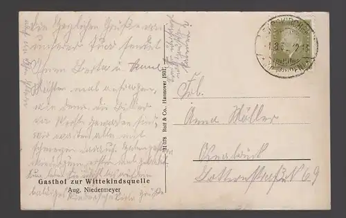 ALTE POSTKARTE BERGKIRCHEN BEI BAD OEYNHAUSEN GASTHOF ZUR WITTEKINDSQUELLE AUG. NIEDERMEYER postcard AK Ansichtskarte