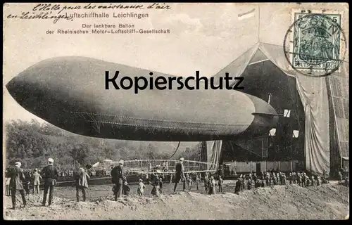 ALTE POSTKARTE LUFTSCHIFF-HALLE LEICHLINGEN BALLON RHEINISCHE MOTOR-LUFTSCHIFF-GESELLSCHAFT ZEPPELIN Airship dirigeable