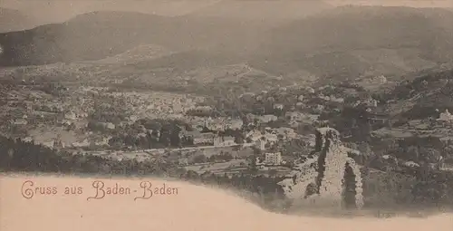 ALTE POSTKARTE GRUSS AUS BADEN-BADEN PANORAMA TOTALANSICHT TOTAL cpa postcard AK Ansichtskarte