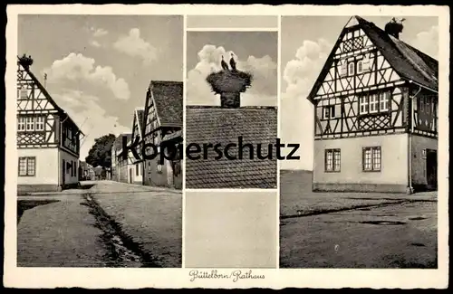 ALTE POSTKARTE BÜTTELBORN RATHAUS STORCHENNEST Storch stork's nest Störche nid de cigogne Ansichtskarte AK postcard cpa