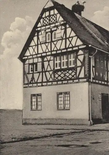 ALTE POSTKARTE BÜTTELBORN RATHAUS STORCHENNEST Storch stork's nest Störche nid de cigogne Ansichtskarte AK postcard cpa