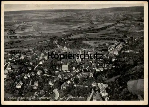 ALTE POSTKARTE SCHOTTEN DAS HERZ DES VOGELSBERGES ORIGINAL FLIEGERAUFNAHME Luftbild Luftaufnahme Totalansicht postcard