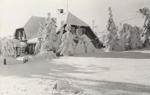 ALTE POSTKARTE ZINNWALD-GEORGENFELD OST-ERZGEBIRGE HO CAFÉ AM HOCHMOOR Schnee snow Winter neige cpa postcard AK