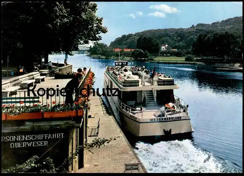 ÄLTERE POSTKARTE HAMELN AN DER WESER DAMPFERANLEGER PERSONENSCHIFFAHRT OBERWESER SCHIFF WESERBERGLAND Hafen bateau ship