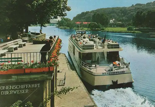 ÄLTERE POSTKARTE HAMELN AN DER WESER DAMPFERANLEGER PERSONENSCHIFFAHRT OBERWESER SCHIFF WESERBERGLAND Hafen bateau ship