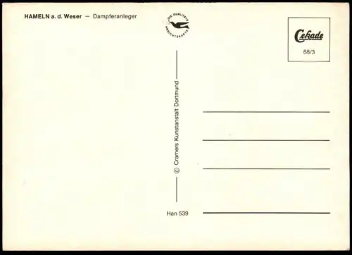 ÄLTERE POSTKARTE HAMELN AN DER WESER DAMPFERANLEGER PERSONENSCHIFFAHRT OBERWESER SCHIFF WESERBERGLAND Hafen bateau ship