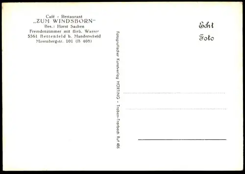 ÄLTERE POSTKARTE CAFÉ RESTAURANT ZUM WINDSBORN BETTENFELD BEI MANDERSCHEID WITTLICH-LAND AK postcard Ansichtskarte cpa