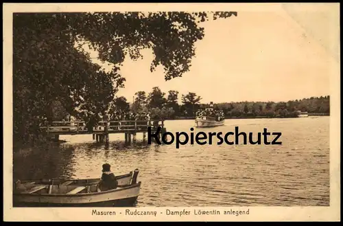 ALTE POSTKARTE MASUREN RUDCZANNY DAMPFER LÖWENTIN ANLEGEND Ruciane-Nida Schiff ship Ostpreussen AK cpa postcard