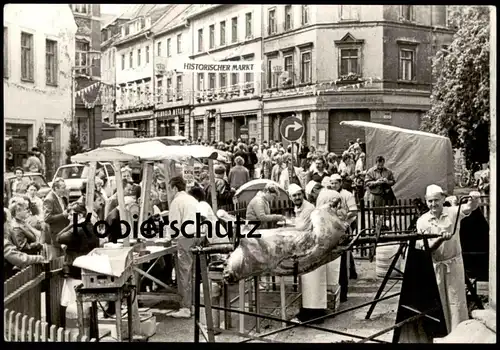 ÄLTERE POSTKARTE FREIBERG 800-JAHR-FEIER 1986 GAUMENFREUDE FÜR VIELE OCHSE AM SPIESS Ansichtskarte AK cpa postcard