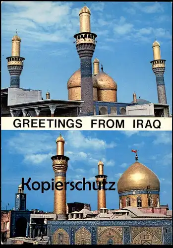 ÄLTERE POSTKARTE GREETINGS FROM IRAQ IRAK SAMARRA GOLDEN MOSQUE Goldene Moschee cpa postcard Ansichtskarte AK