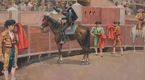 ALTE POSTKARTE PETICIÓN DE LA LLAVE STIERKAMPF Torero corrida bullfight tauromachie Pferd postcard AK Ansichtskarte