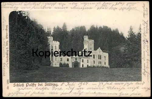 ALTE PASSEPARTOUT POSTKARTE SCHLOSS PALFFY BEI STÜBING Kleinstübing Deutschfeistritz Steiermark Austria cpa AK postcard