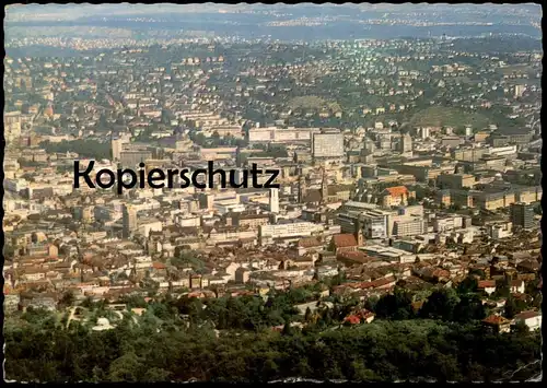 ÄLTERE POSTKARTE STUTTGART BLICK VOM FERNSEHTURM AUF STADTMITTE Zentrum cpa postcard AK Ansichtskarte