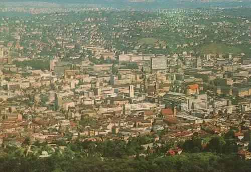 ÄLTERE POSTKARTE STUTTGART BLICK VOM FERNSEHTURM AUF STADTMITTE Zentrum cpa postcard AK Ansichtskarte