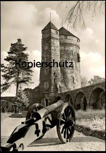 ÄLTERE POSTKARTE BURG STOLPEN JOHANNISTURM EISENGESCHÜTZ AUS DEM 17. JH. Kanone Geschütz cannon canon Turm cpa postcard