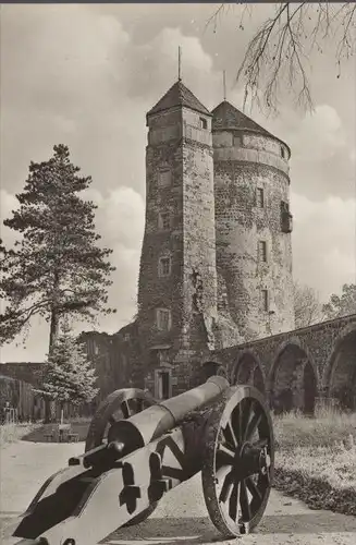 ÄLTERE POSTKARTE BURG STOLPEN JOHANNISTURM EISENGESCHÜTZ AUS DEM 17. JH. Kanone Geschütz cannon canon Turm cpa postcard