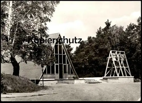 ÄLTERE POSTKARTE STORKOW KREIS BEESKOW JUGENDHEIM HIRSCHLUCH DER EV. KIRCHE BERLIN-BRANDENBURG KAPELLE GLOCKE GLOCKEN