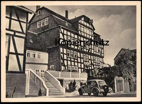 ALTE POSTKARTE TREYSA 1948 HOTEL ZUR BURG Bes. H. Petri Schwalmstadt Bez. Kassel Auto car AK Ansichtskarte postcard cpa
