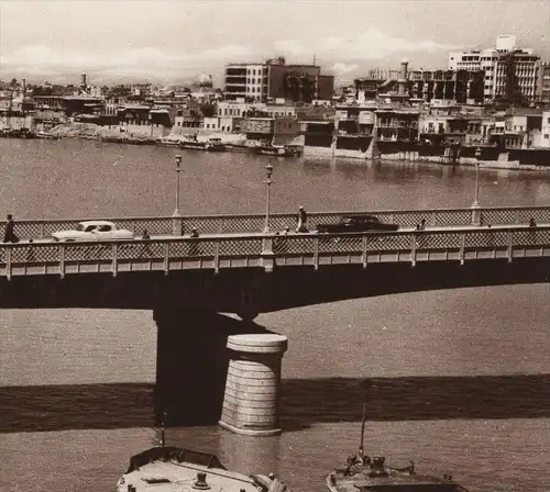 ALTE POSTKARTE RIVER VIEW BAGHDAD Bagdad Irak Iraq Brücke bridge pont Auto Autos car cars postcard cpa Ansichtskarte AK