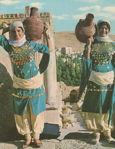 ÄLTERE POSTKARTE JORDAN VILLAGE GIRLS Tracht traditional costume folklorique AK Ansichtskarte cpa postcard