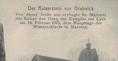 ALTE POSTKARTE DER KAISERSTEIN VOR GRABNICK WINTERSCHLACHT MASUREN Lyck Grabnik Stare Juchy Ostpreussen cpa postcard AK