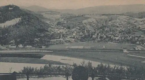 ALTE POSTKARTE PORTA WESTFALICA BLICK VON KAISER-WILHELM-DENKMAL AUF HAUSBERGE 40er Jahre AK Ansichtskarte cpa postcard