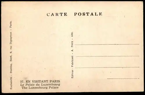 ALTE POSTKARTE EN VISITANT PARIS LE PALAIS DU LUXEMBOURG THE LUXEMBOURG PALACE cpa postcard AK Ansichtskarte