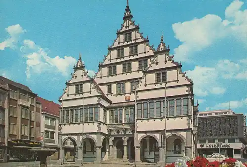 ÄLTERE POSTKARTE PADERBORN DAS SCHÖNE RENAISSANCE-RATHAUS VOLKSBANK cpa postard AK Ansichtskarte