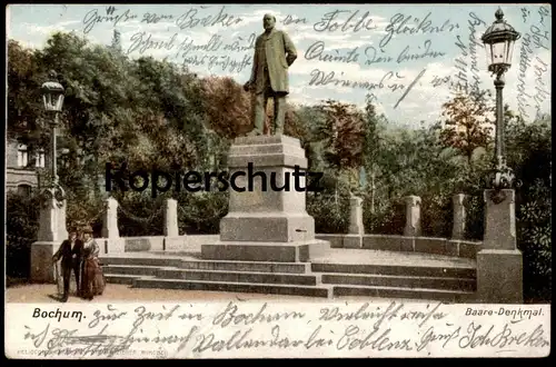 ALTE POSTKARTE BOCHUM LOUIS BAARE DENKMAL Ehepaar couple monument Ansichtskarte AK postcard cpa