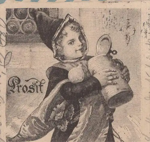 ALTE PRÄGE POSTKARTE CAFÉ FRANZISKANER MÜNSTER MÜNCHNER KINDL Bier beer cpa postcard AK Ansichtskarte