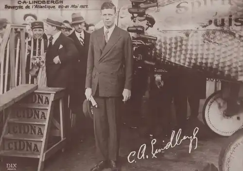 ALTE POSTKARTE CHARLES LINDBERGH TRAVERGÉE DE L'ATLANTIQUE 20-21 MAI 1927 plane Flugzeug avion postcard AK Ansichtskarte