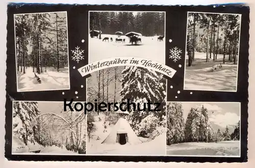 ÄLTERE POSTKARTE WINTERZAUBER IM HOCHHARZ KÖHLER KÖHLERHÜTTE Harz Wildfütterung Winter Schnee Ansichtskarte AK postcard