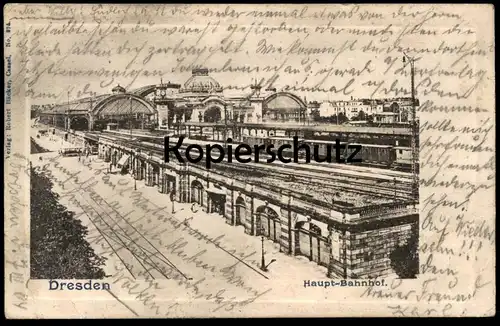 ALTE POSTKARTE DRESDEN HAUPT-BAHNHOF Hauptbahnhof Bahnhof station gare Zug train Passepartout AK Ansichtskarte postcard