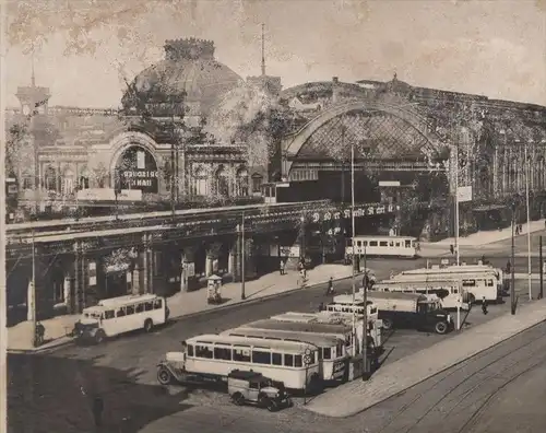 ALTE POSTKARTE DRESDEN HAUPTBAHNHOF Bahnhof station gare Bus Busse Euco Gasöl Ansichtskarte postcard AK cpa