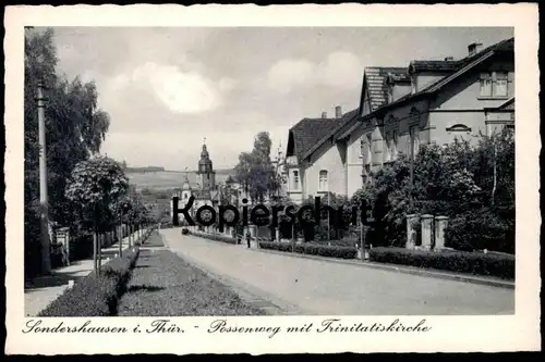 ALTE POSTKARTE SONDERSHAUSEN IN THÜRINGEN POSSENWEG MIT TRINITATISKIRCHE AK Ansichtskarte cpa postcard