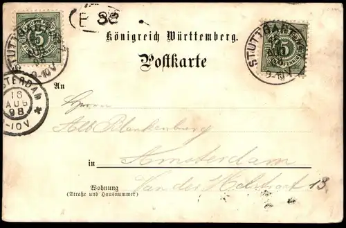 ALTE LITHO POSTKARTE LUFTKUR HOTEL BUCHENHOF TELEPHON 1266 STUTTGART HASENBERG BESITZER C. F. WANNER 1898 cpa postcard