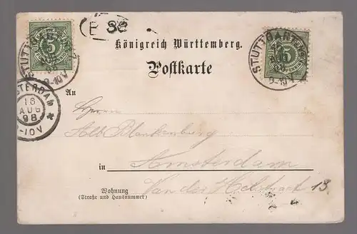 ALTE LITHO POSTKARTE LUFTKUR HOTEL BUCHENHOF TELEPHON 1266 STUTTGART HASENBERG BESITZER C. F. WANNER 1898 cpa postcard