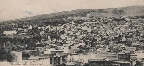 ALTE POSTKARTE FEZ VUE D'ENSEMBLE PRISE DU HAUT DE BAB-ELGUISSA Stempel Hopital Auvert de Fez Maroc Marokko cpa AK