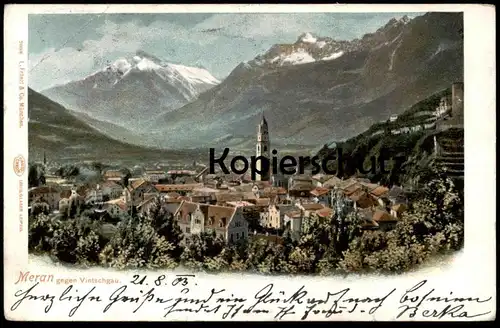ALTE POSTKARTE MERAN GEGEN VINTSCHGAU PANORAMA Merano Ansichtskarte cpa postcard AK