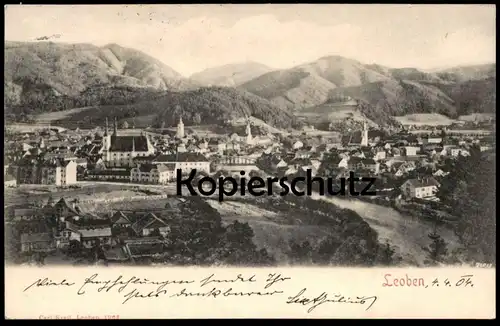 ALTE POSTKARTE LEOBEN PANORAMA 04.04.04 SCHNAPPSZAHL TOTALANSICHT TOTAL GESAMTANSICHT Ansichtskarte AK cpa postcard