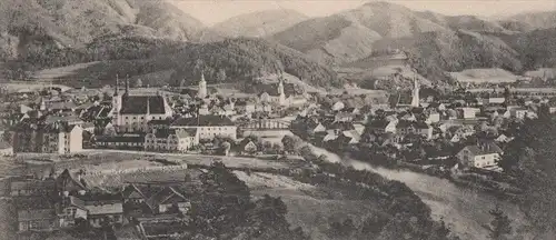 ALTE POSTKARTE LEOBEN PANORAMA 04.04.04 SCHNAPPSZAHL TOTALANSICHT TOTAL GESAMTANSICHT Ansichtskarte AK cpa postcard